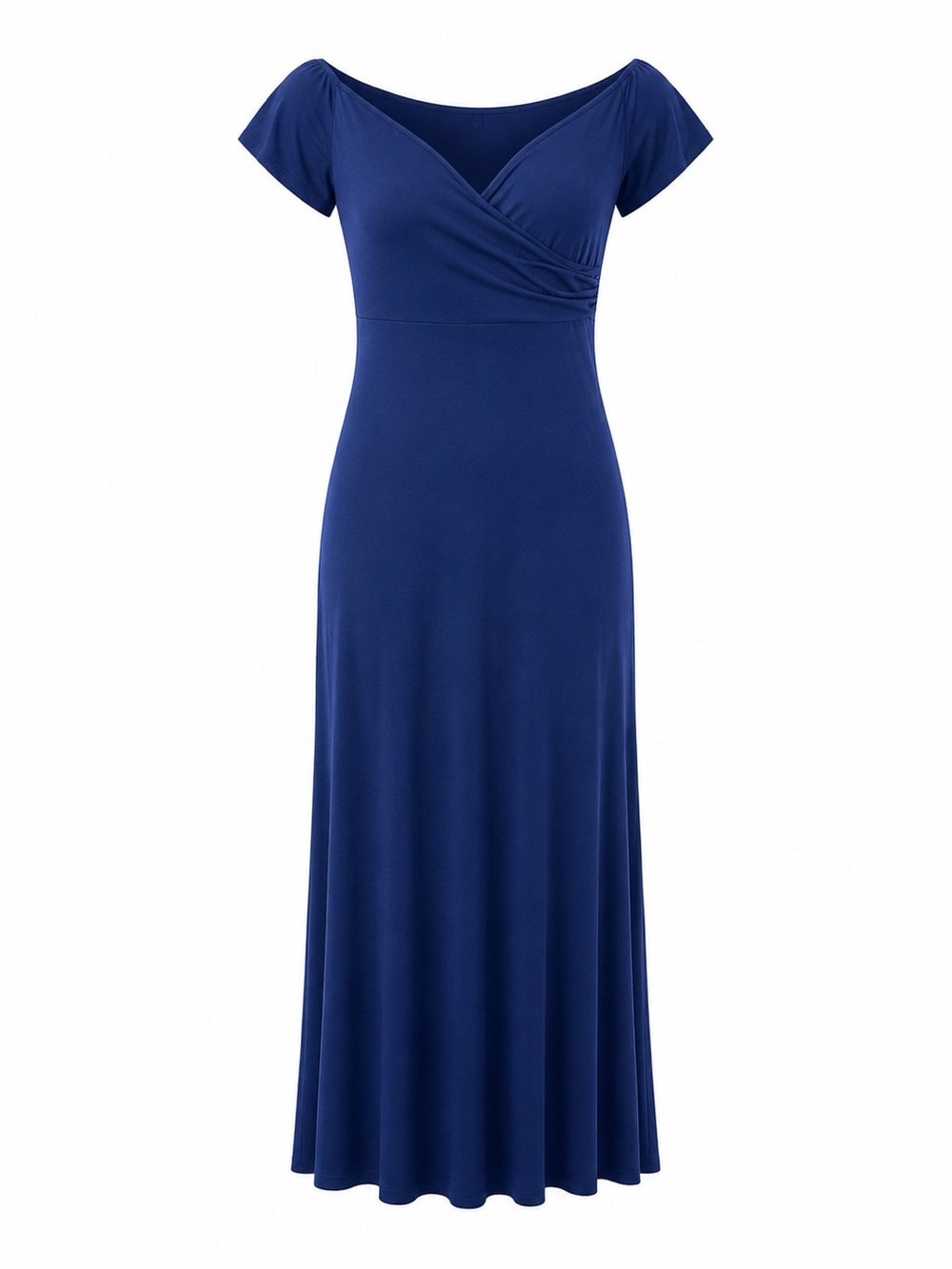 Molliya Womens Royal Blue Off-Shoulder Maxi Dress Size L With Short Sleeves And